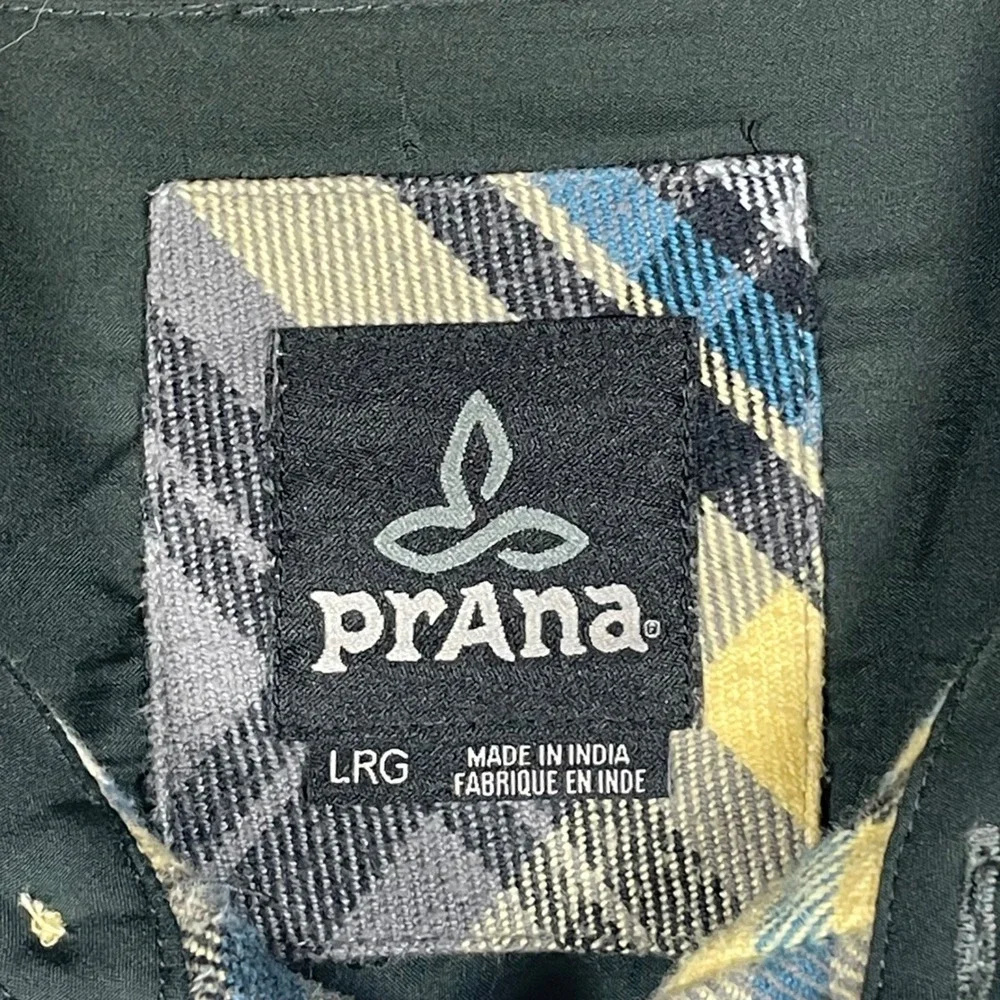 Prana Plaid Flannel Shirt Organic Cotton Long Sleeve Button Up Men's LRG
